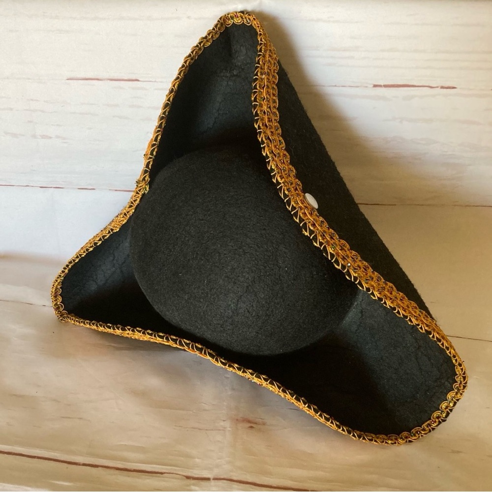 UNISEX Gold Trimmed Tricorn Hat